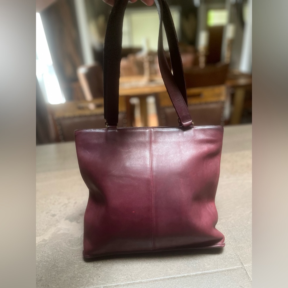 Vintage Coach Bonnie Cashin "Skinny Tote" Kisslock Coin Pouch in Burgundy - Picture 6 of 11